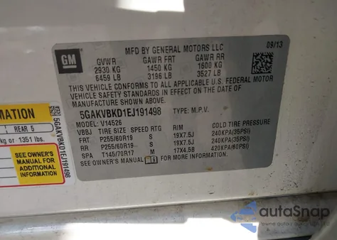 2014 Buick Enclave Leather из США, поврежденный, VIN 5GAKVBKD1EJ191498